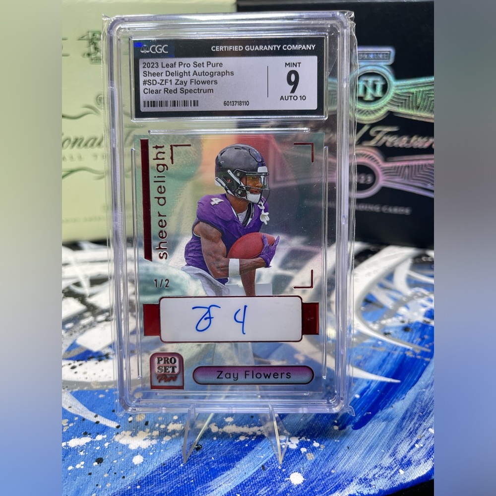 2023 Leaf Pro Set Pure Zay Flowers SD-ZF1 Red Spectrum Auto #d 1/2 CGC 9/Auto 10